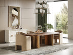 Marjorie - Modern Walnut + Brushed Gold Rectangular Dining Table