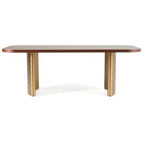 Marjorie - Modern Walnut + Brushed Gold Rectangular Dining Table