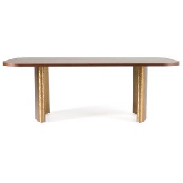 Marjorie - Modern Walnut + Brushed Gold Rectangular Dining Table