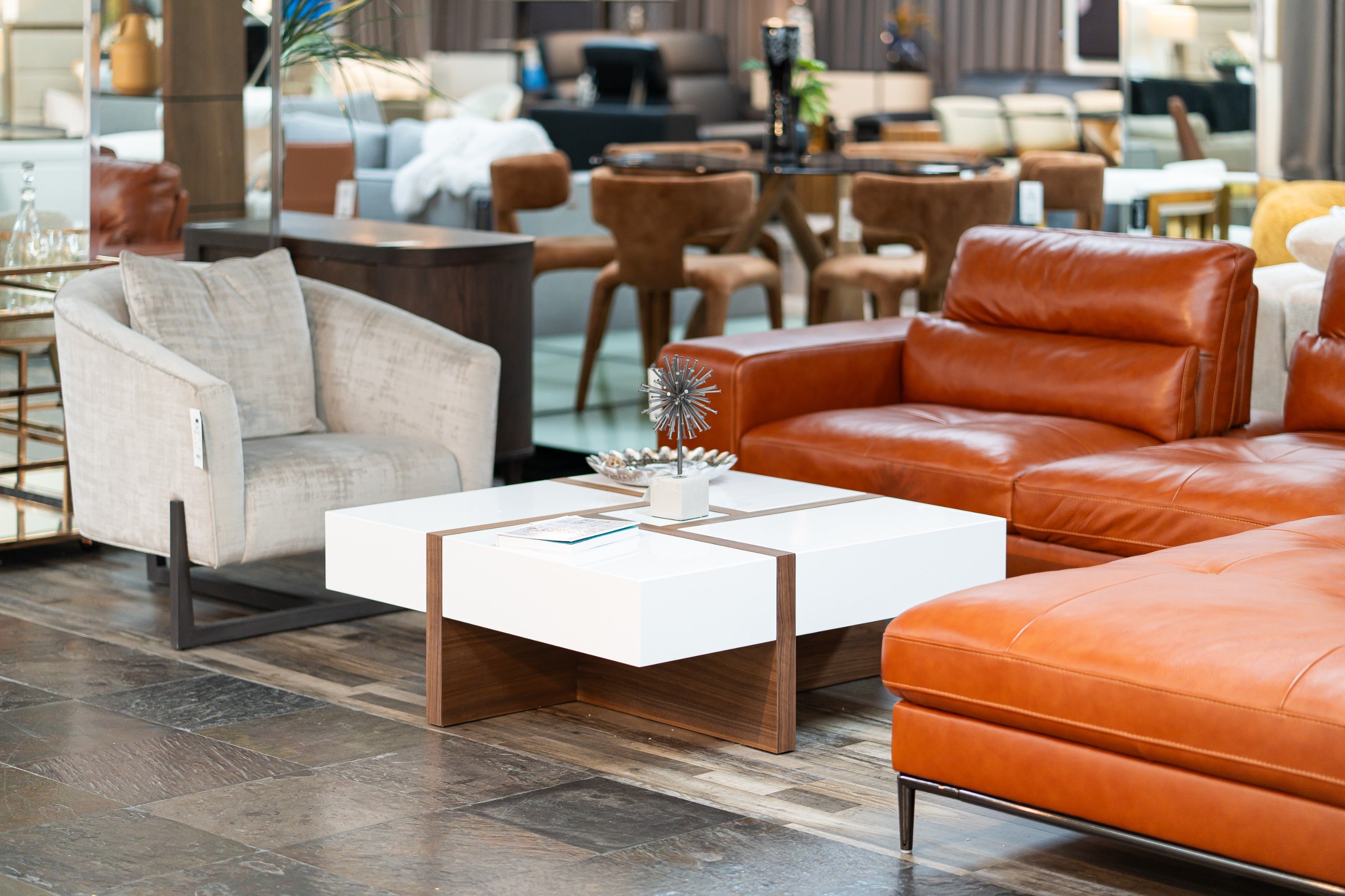 Makai Modern White & Walnut Square Coffee Table