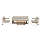Malta - Outdoor Light Grey + Teak Sofa Set