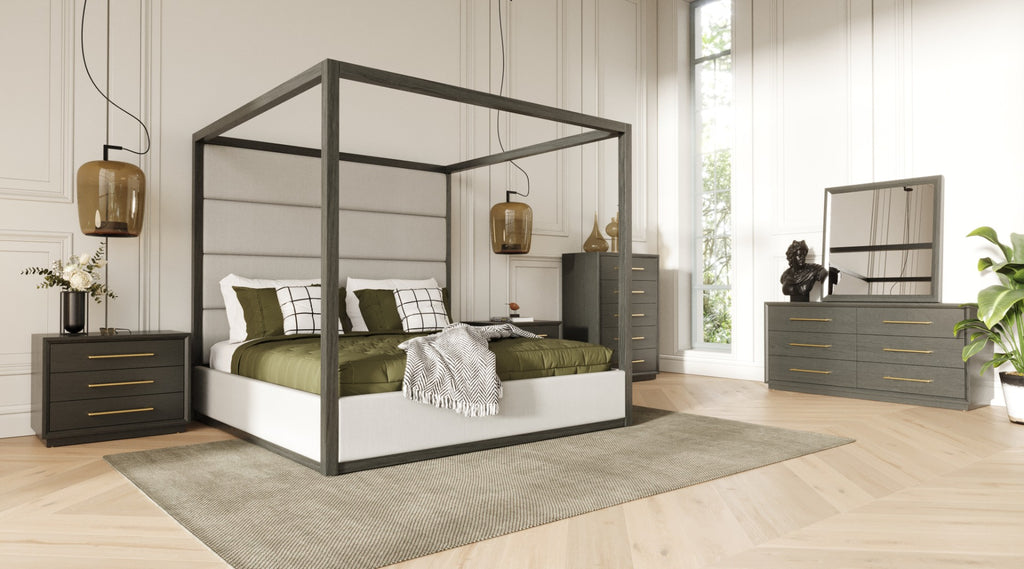Manhattan - Contemporary Canopy Grey Bed - Contemporary Canopy Grey Bed