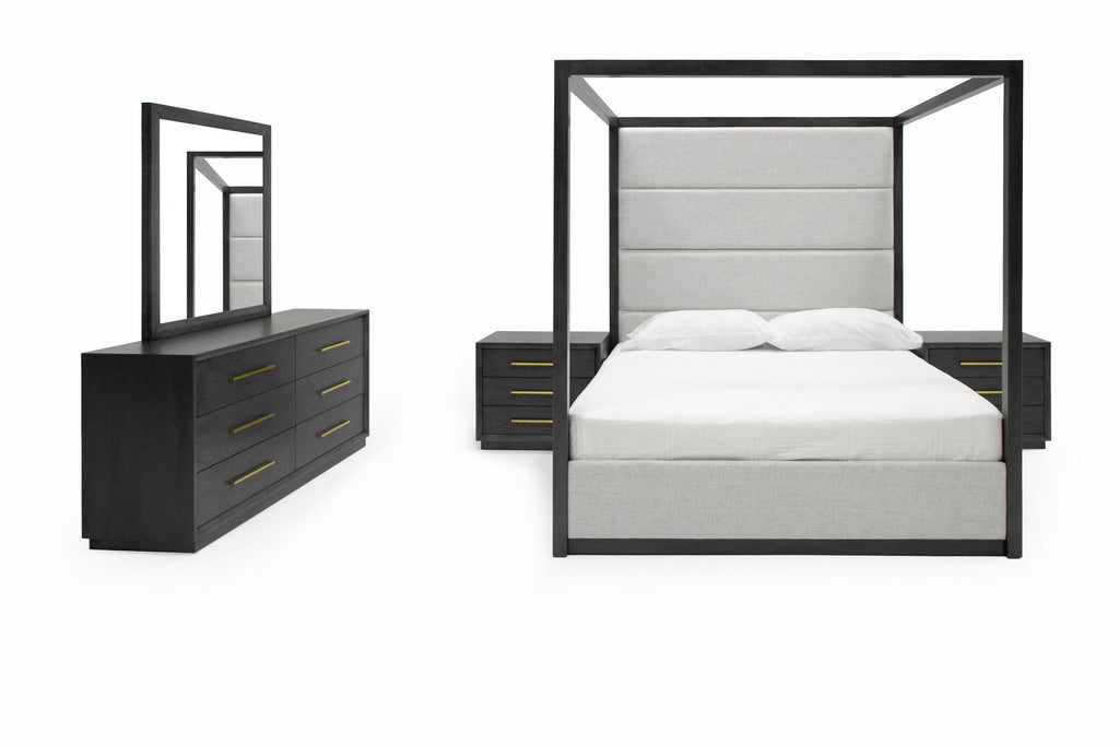 Manhattan - Contemporary Canopy Grey Bedroom Set - Contemporary Canopy Grey Bedroom Set - Queen