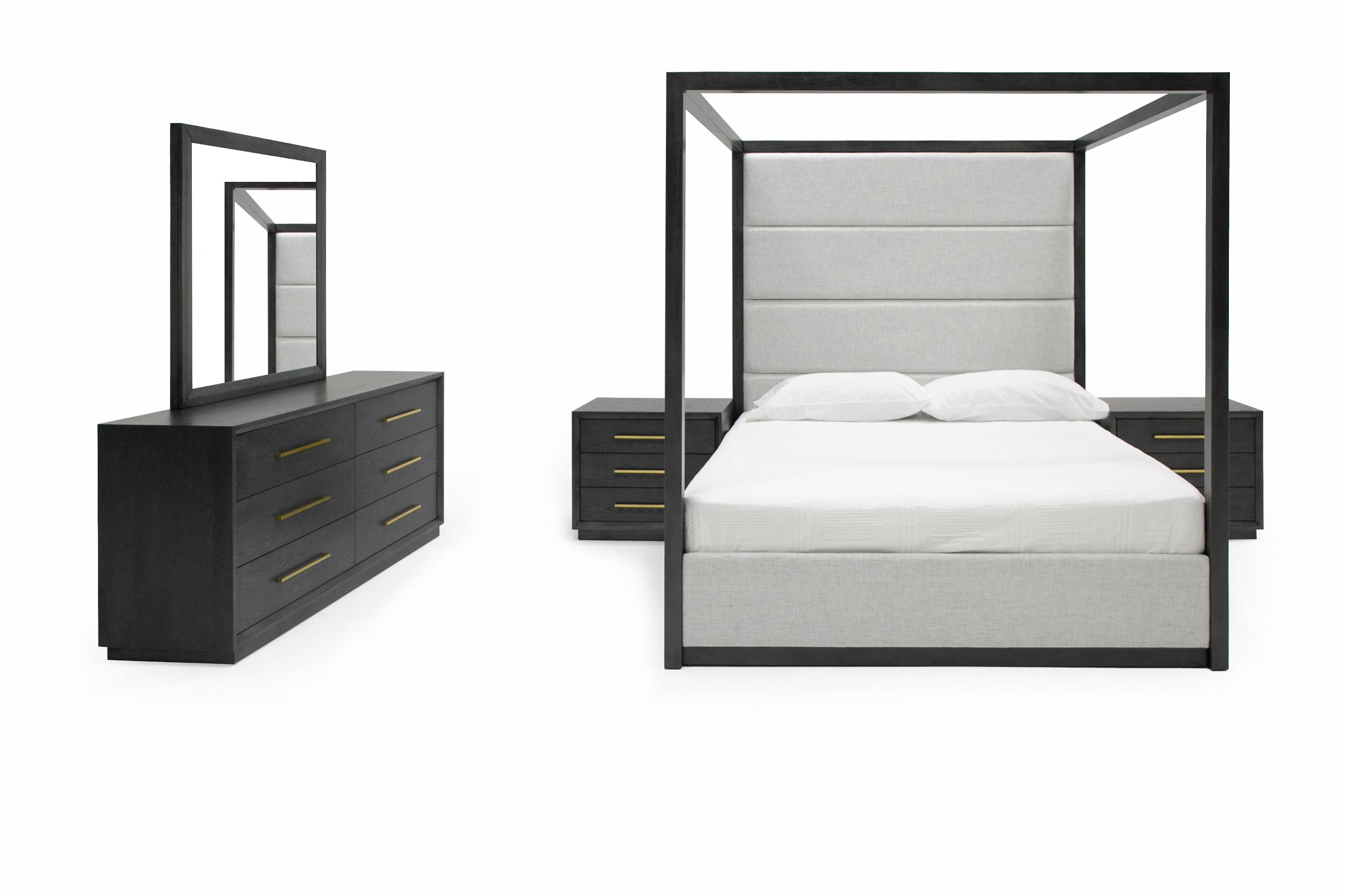 Manhattan - Contemporary Canopy Grey Bedroom Set - Contemporary Canopy Grey Bedroom Set - Queen