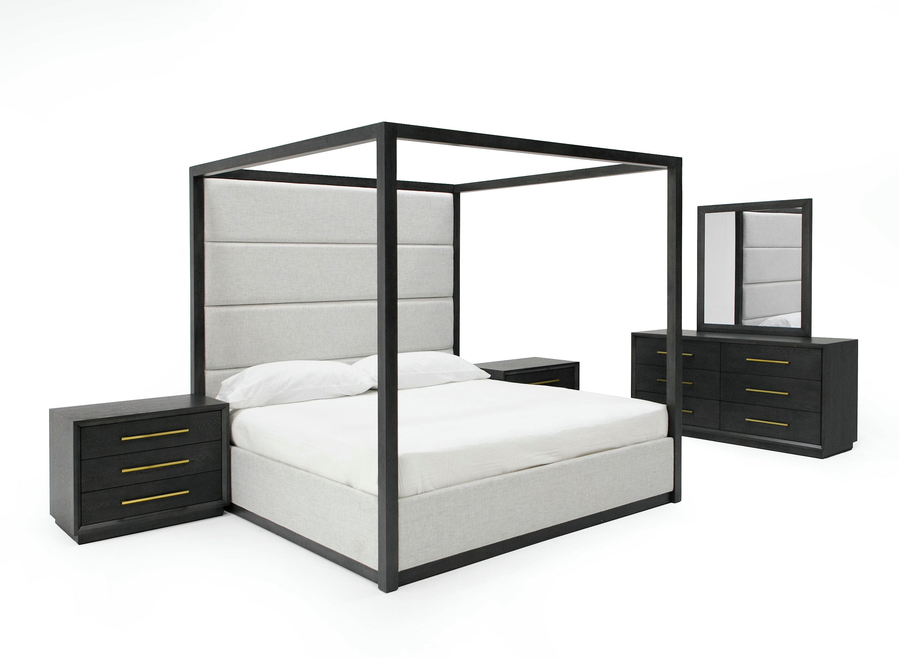 Manhattan - Contemporary Canopy Grey Bedroom Set - Contemporary Canopy Grey Bedroom Set
