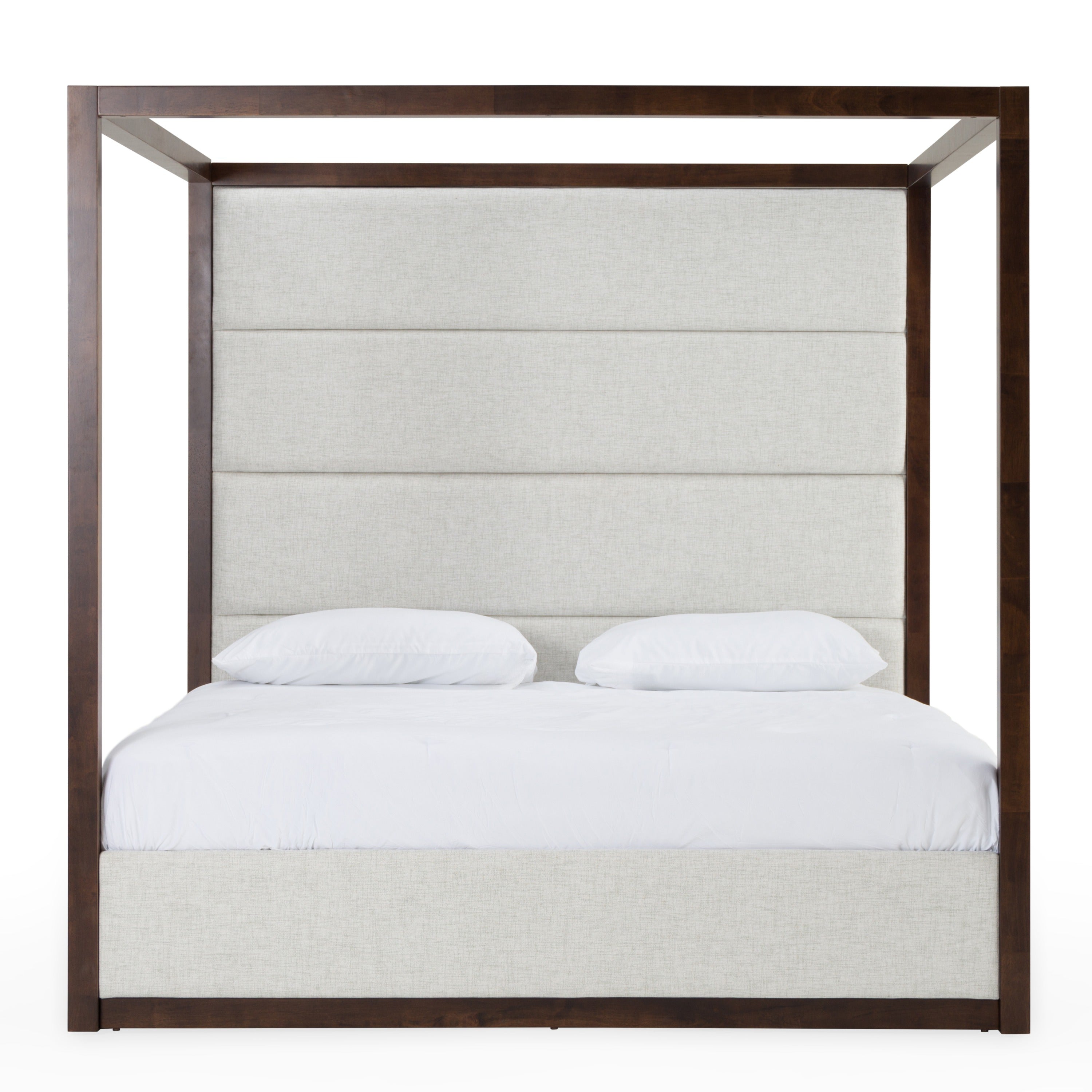 Manhattan - Contemporary Canopy Brown Oak Bed - Contemporary Canopy Brown Oak Bed