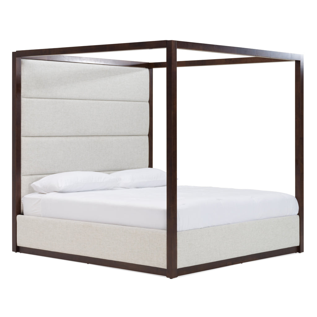 Manhattan - Contemporary Canopy Brown Oak Bed - Contemporary Canopy Brown Oak Bed