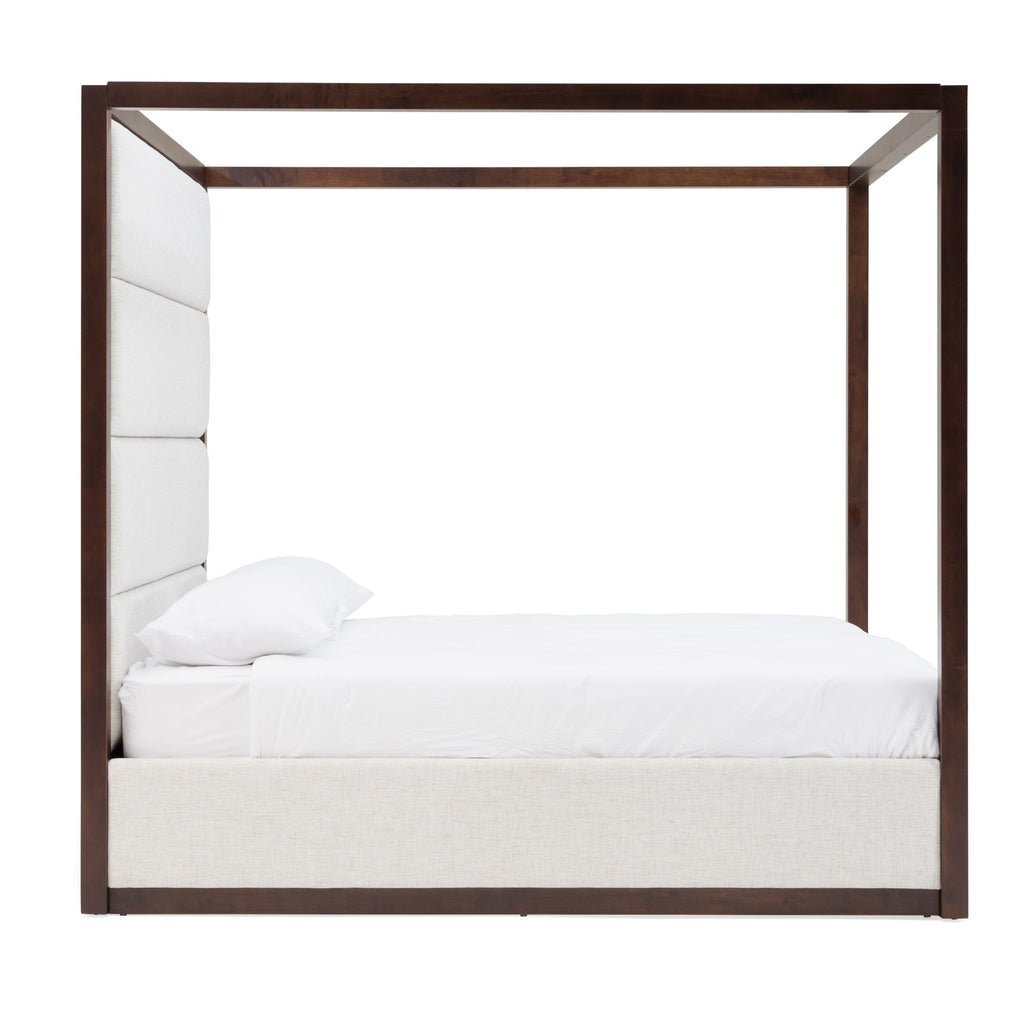 Manhattan - Contemporary Canopy Brown Oak Bed - Contemporary Canopy Brown Oak Bed