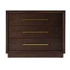 Manhattan - Contemporary Brown Oak and Gold Nightstand