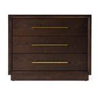 Manhattan - Contemporary Brown Oak and Gold Nightstand