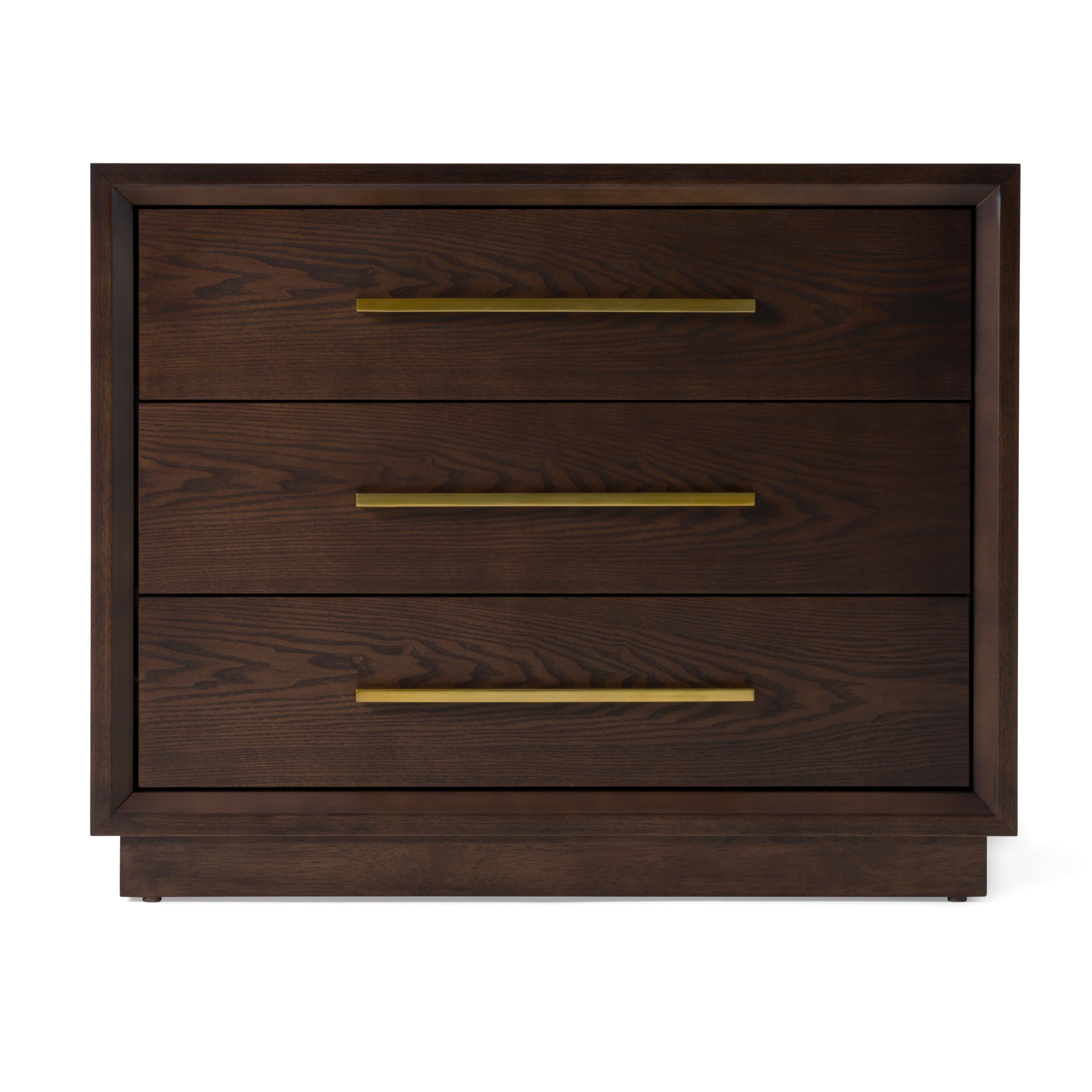Manhattan - Contemporary Brown Oak and Gold Nightstand
