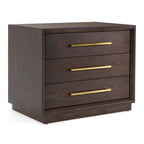 Manhattan - Contemporary Brown Oak and Gold Nightstand