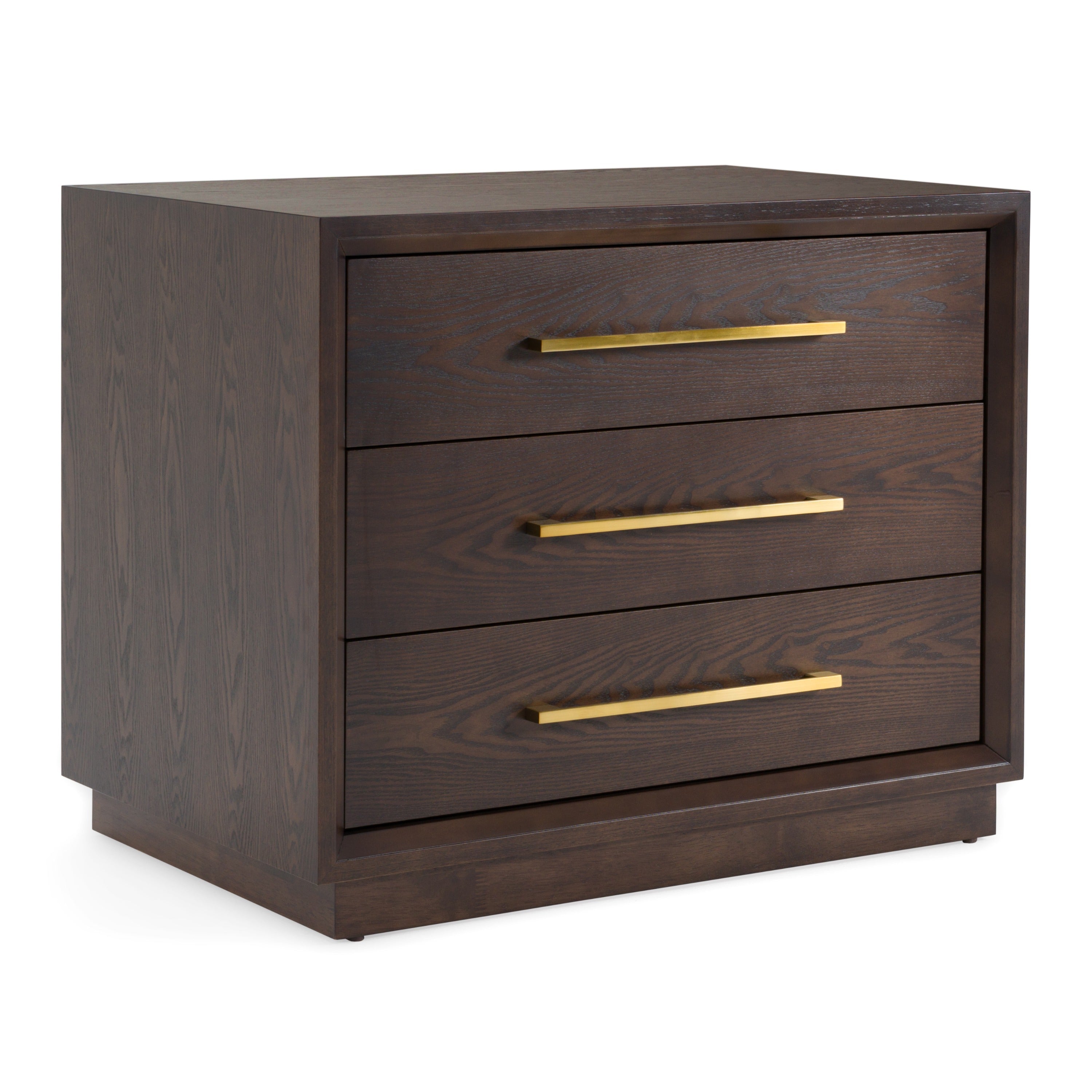 Manhattan - Contemporary Brown Oak and Gold Nightstand