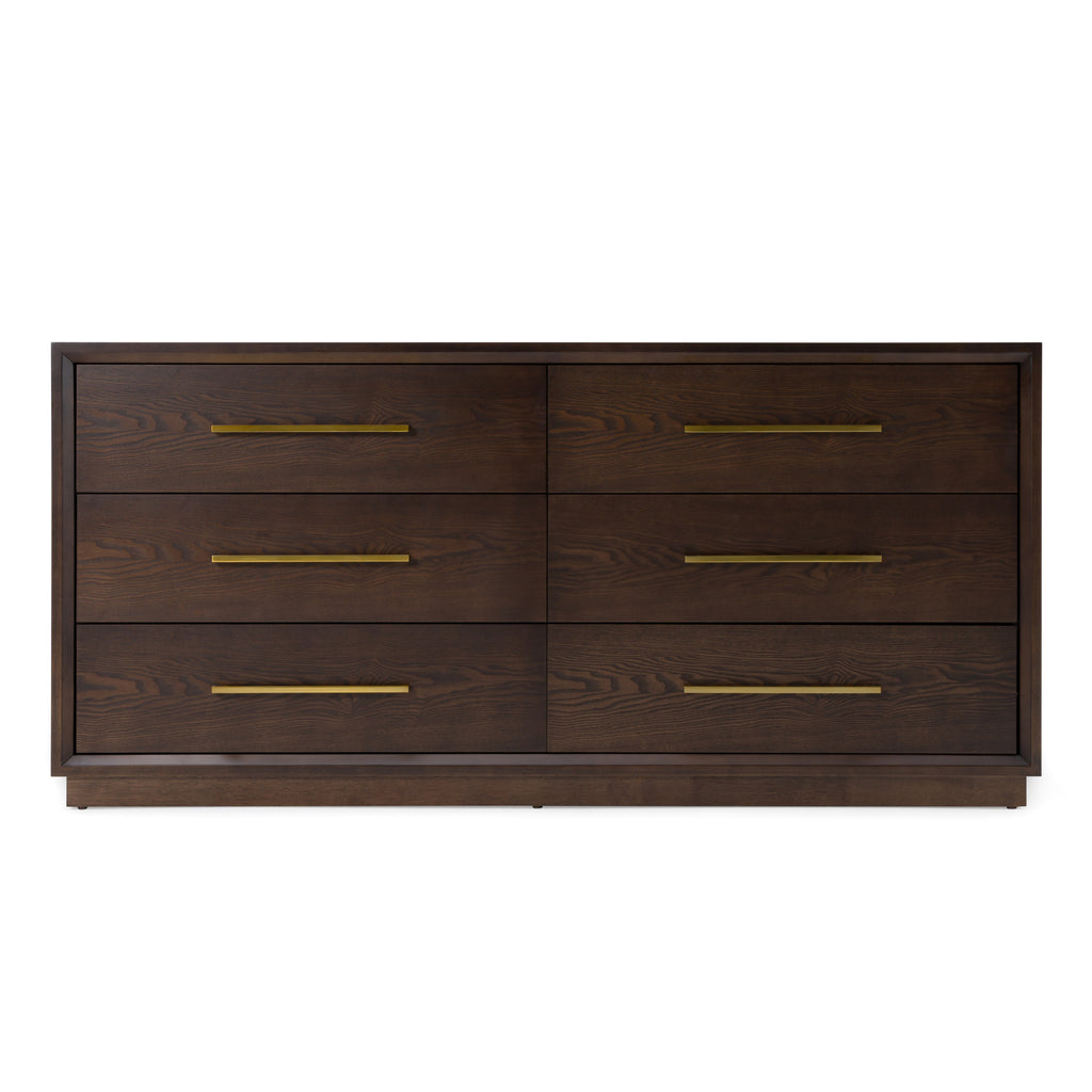 Manhattan - Contemporary Brown Oak and Gold Dresser