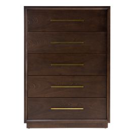 Manhattan - Contemporary Brown Oak and Gold Chest