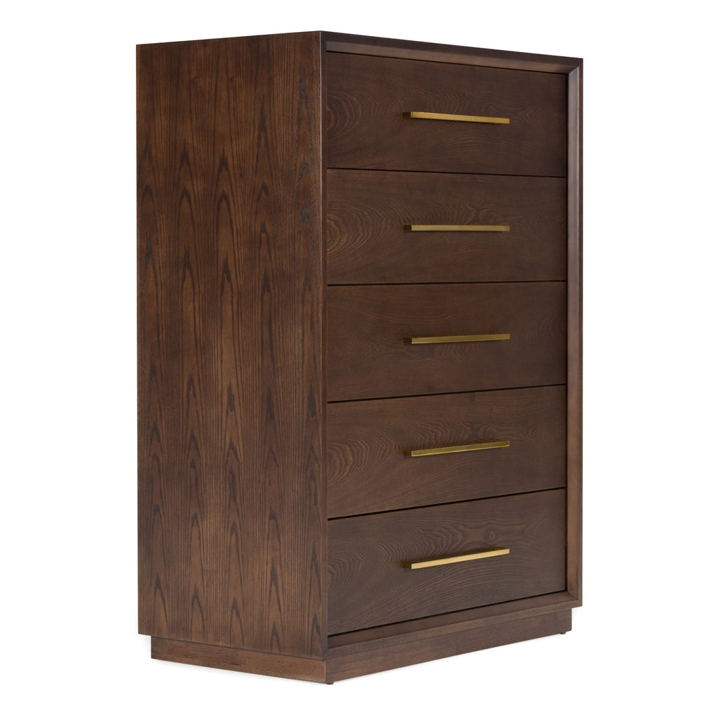 Manhattan - Contemporary Brown Oak and Gold Chest