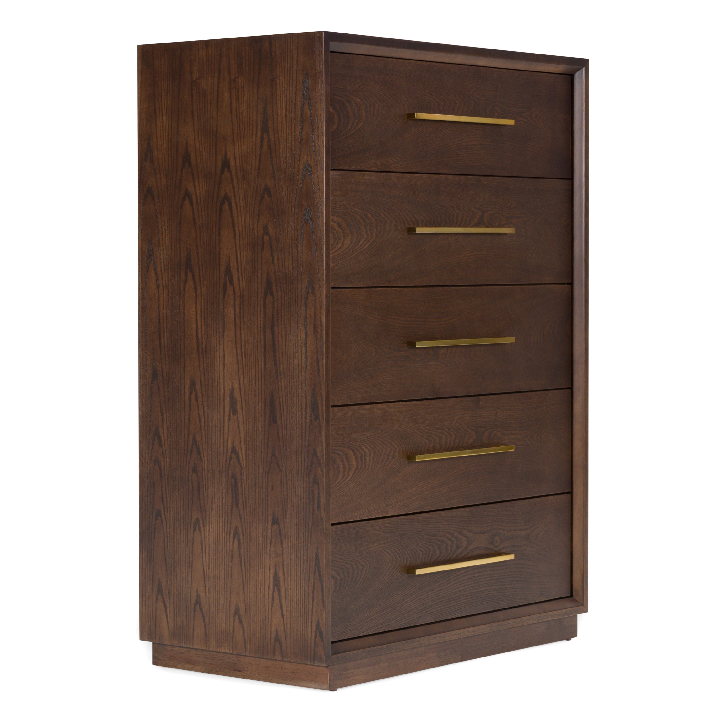 Manhattan - Contemporary Brown Oak and Gold Chest