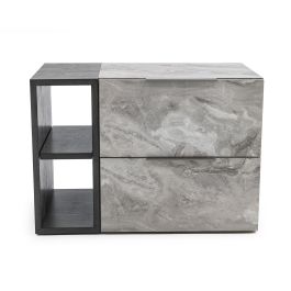 Maranello - Modern Grey Wash & Faux Marble Nightstand