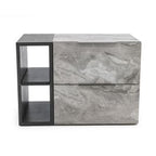 Maranello - Modern Grey Wash & Faux Marble Nightstand