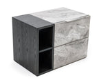 Maranello - Modern Grey Wash & Faux Marble Nightstand