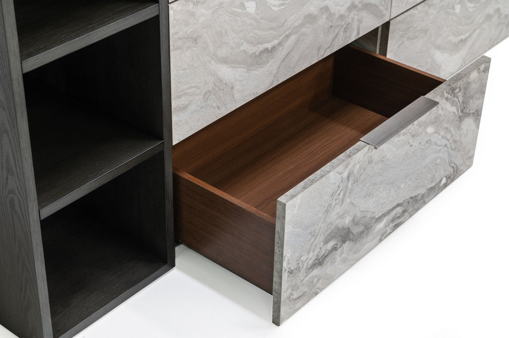 Maranello - Modern Grey Wash & Faux Marble Dresser