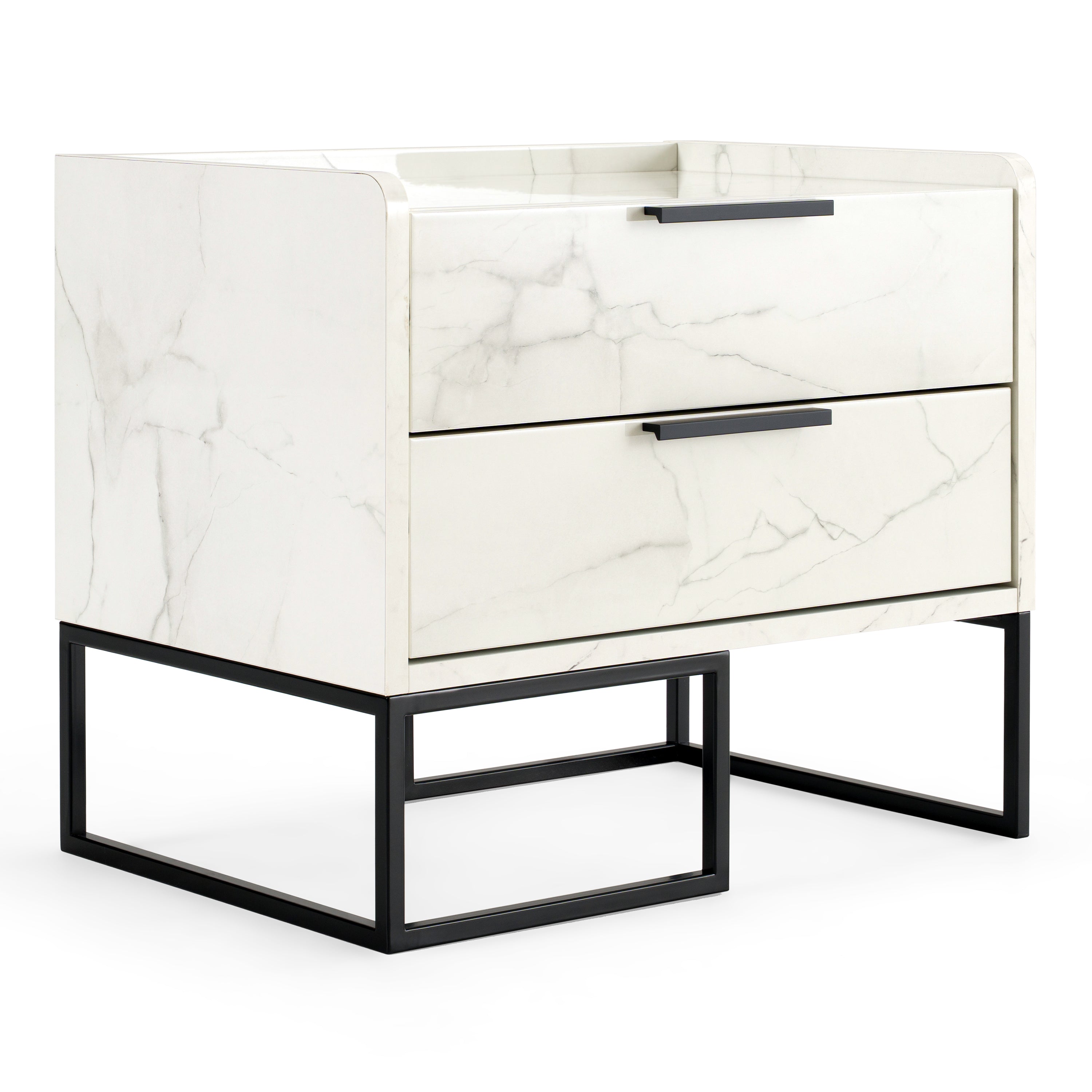Marbella - Italian Modern White Marble Nightstand