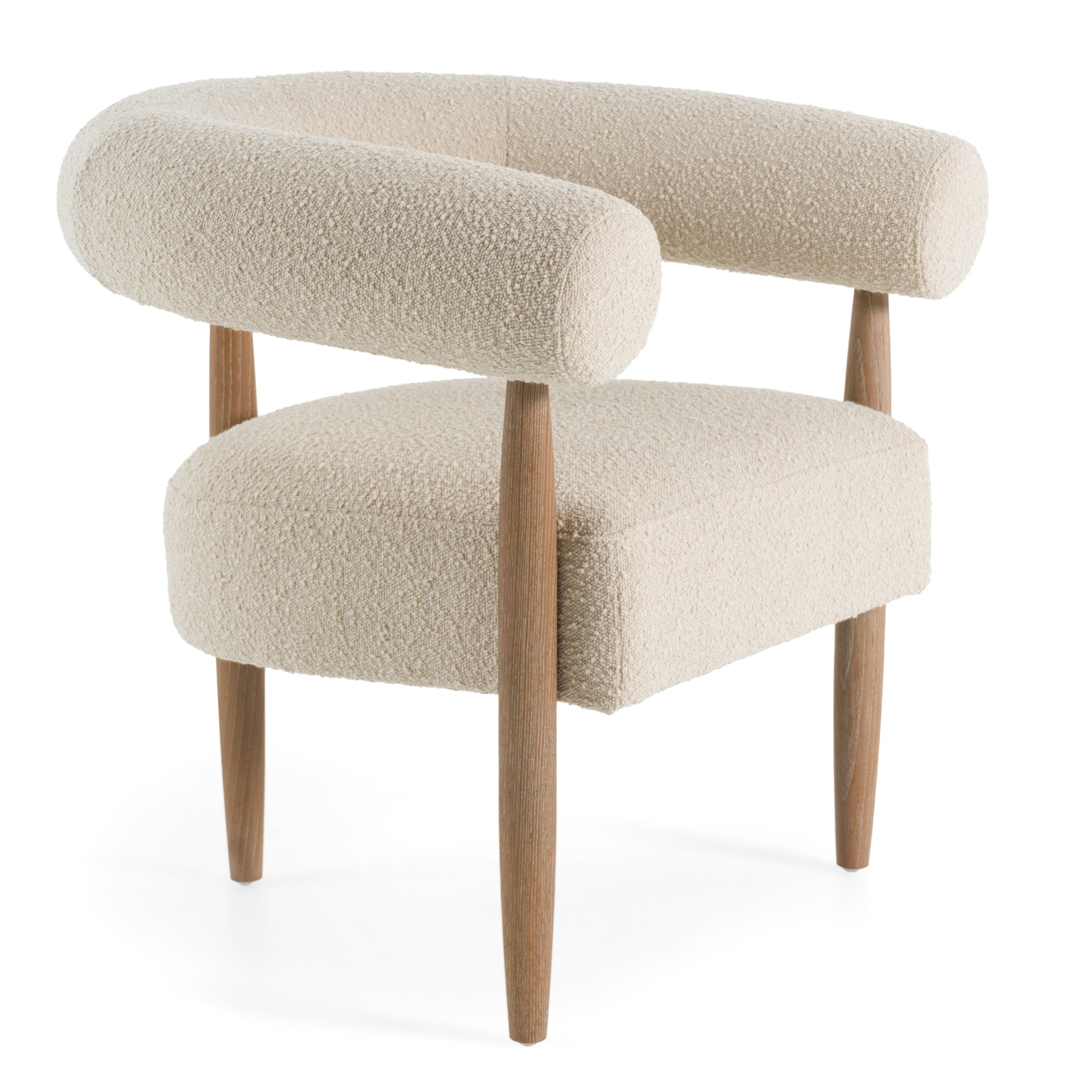 Marchland - Modern Beige Fabric + Oak Accent Chair
