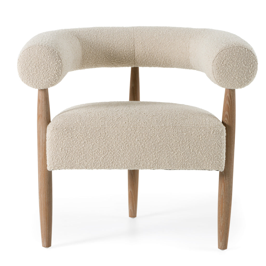 Marchland - Modern Beige Fabric + Oak Accent Chair