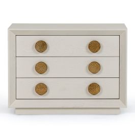 Marjorie - Modern Cream & Brushed Gold Nightstand