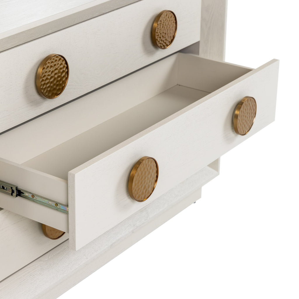 Marjorie - Modern Cream & Brushed Gold Nightstand