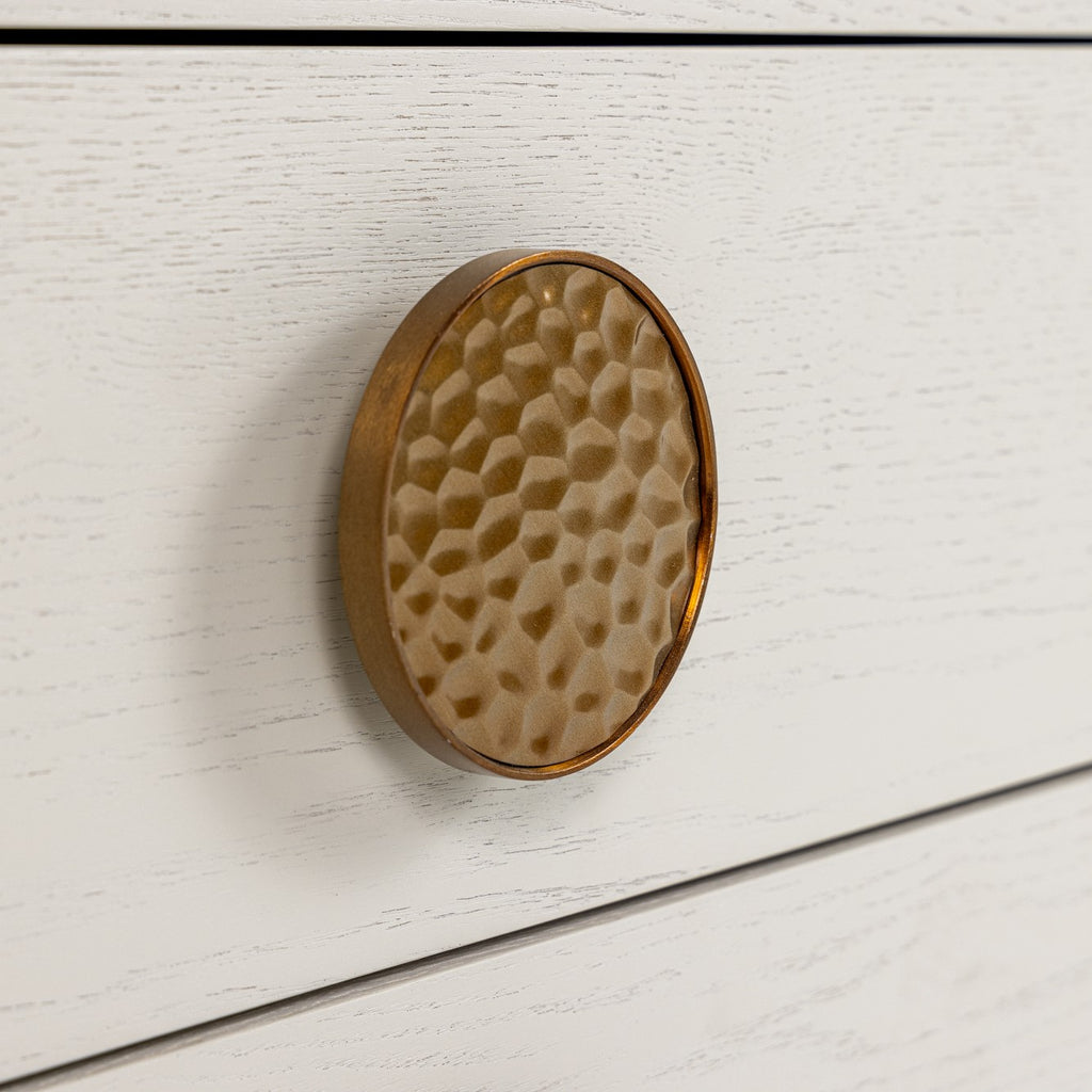 Marjorie - Modern Cream & Brushed Gold Nightstand