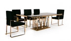 Marston Modern Black Glass & Rosegold Dining Table
