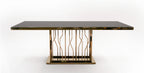 Marston Modern Black Glass & Rosegold Dining Table