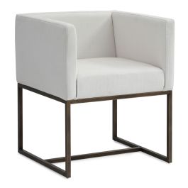 Marty - Modern Off-White & Copper Antique Brass Dining Chair
