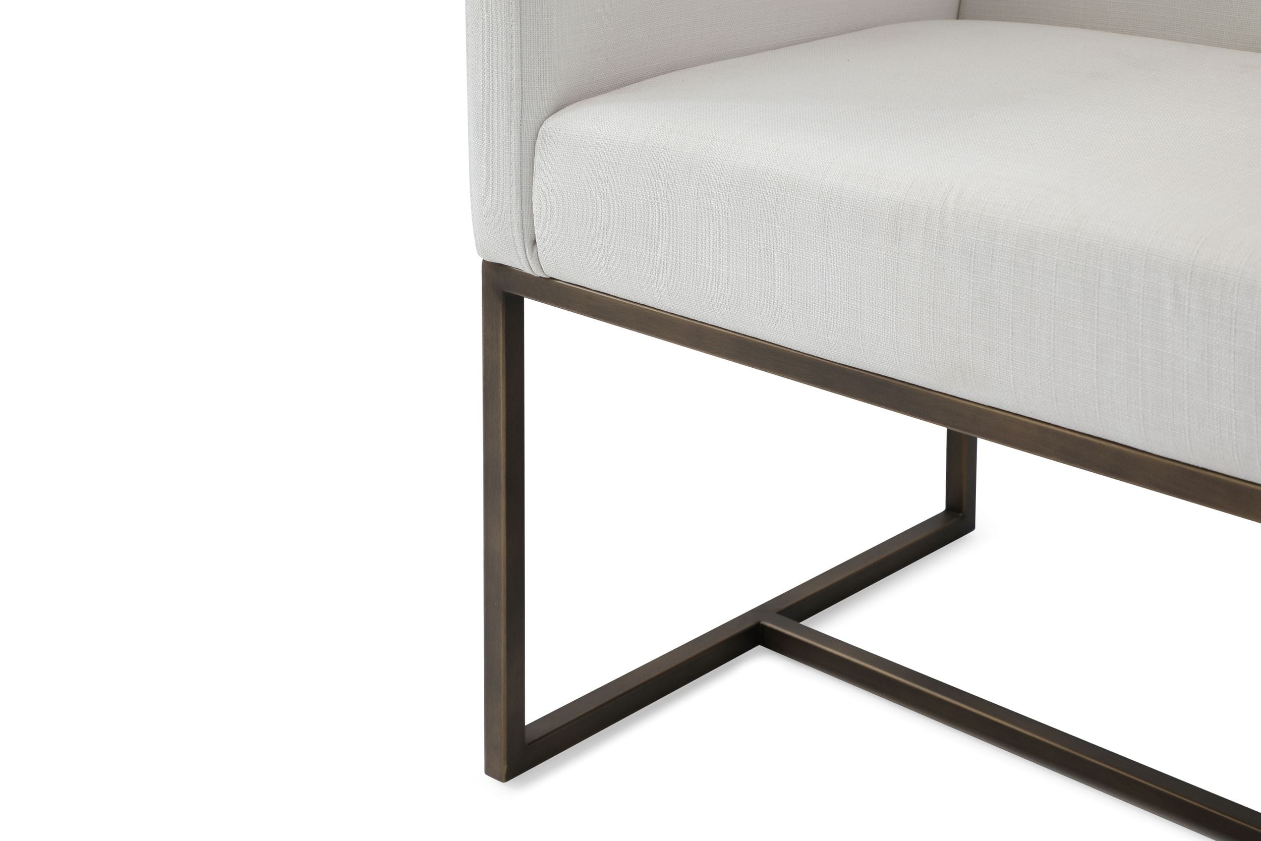 Marty - Modern Off-White & Copper Antique Brass Dining Chair