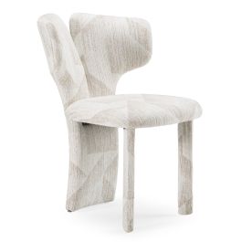 Masuda - Modern Beige Pattern Fabric Dining Chair (Set of 2)
