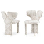 Masuda - Modern Beige Pattern Fabric Dining Chair (Set of 2)
