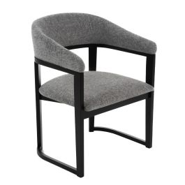 Maury - Modern Grey Fabric + Black Dining Chair