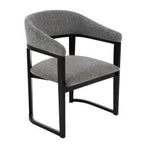 Maury - Modern Grey Fabric + Black Dining Chair