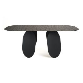 Maxine - Modern Hammered Grey Glass Rectangular Dining Table