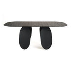 Maxine - Modern Hammered Grey Glass Rectangular Dining Table