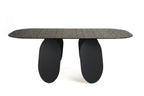 Maxine - Modern Hammered Grey Glass Rectangular Dining Table