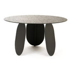 Maxine - Modern Hammered Grey Glass Round Dining Table