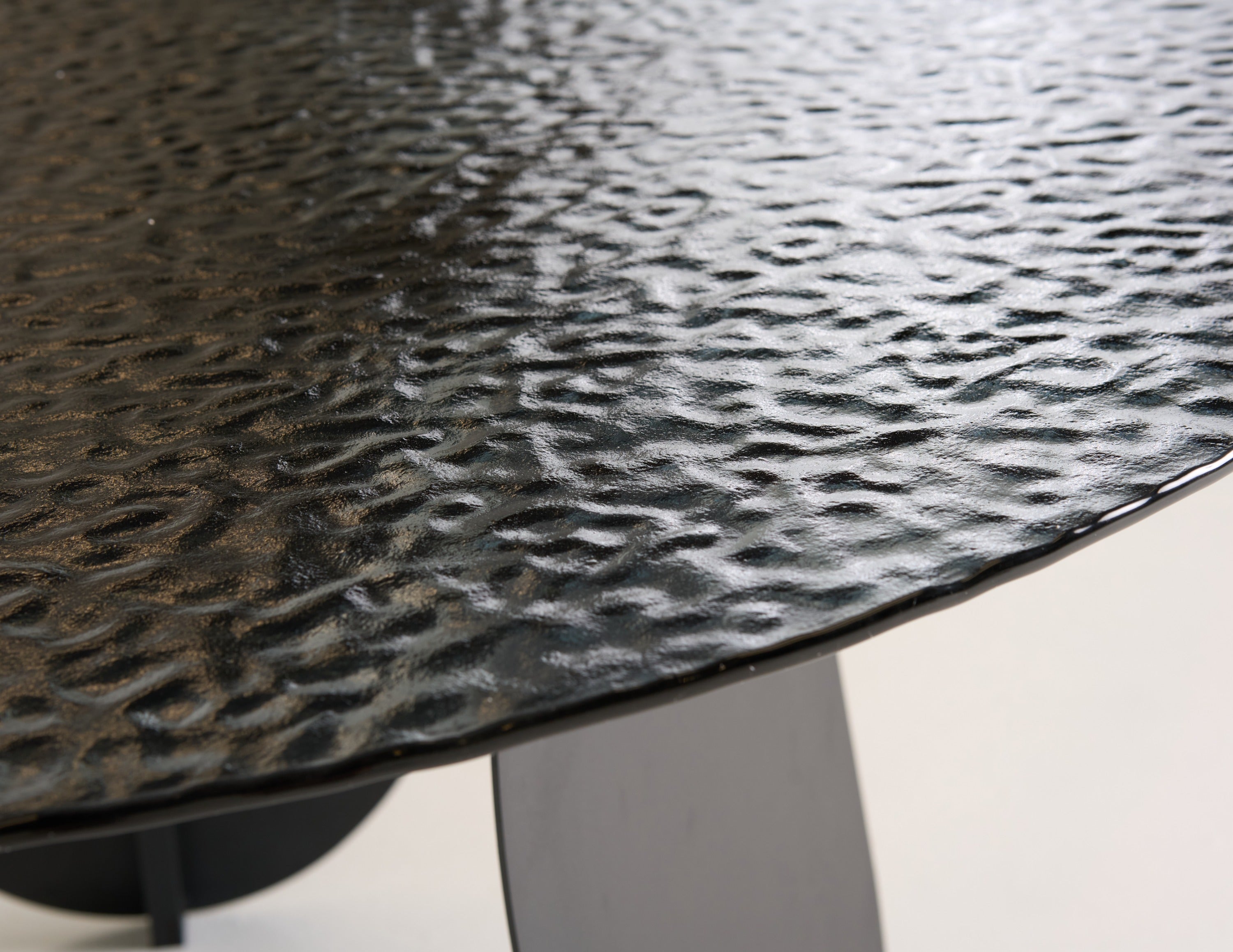 Maxine - Modern Hammered Grey Glass Round Dining Table