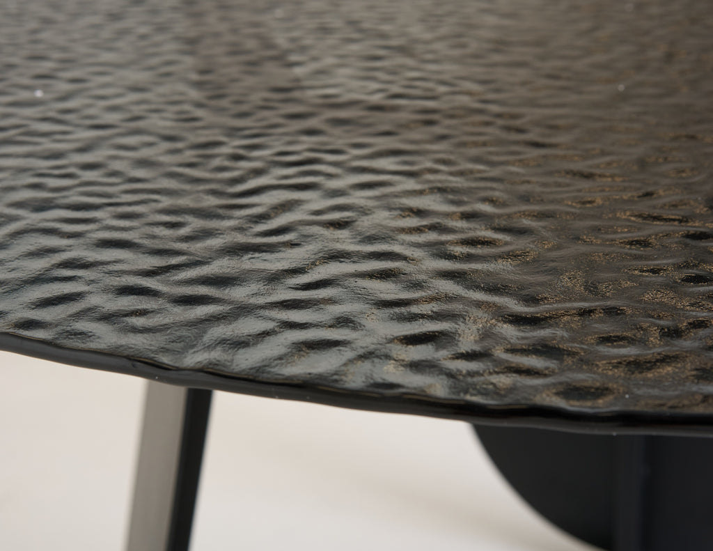 Maxine - Modern Hammered Grey Glass Round Dining Table