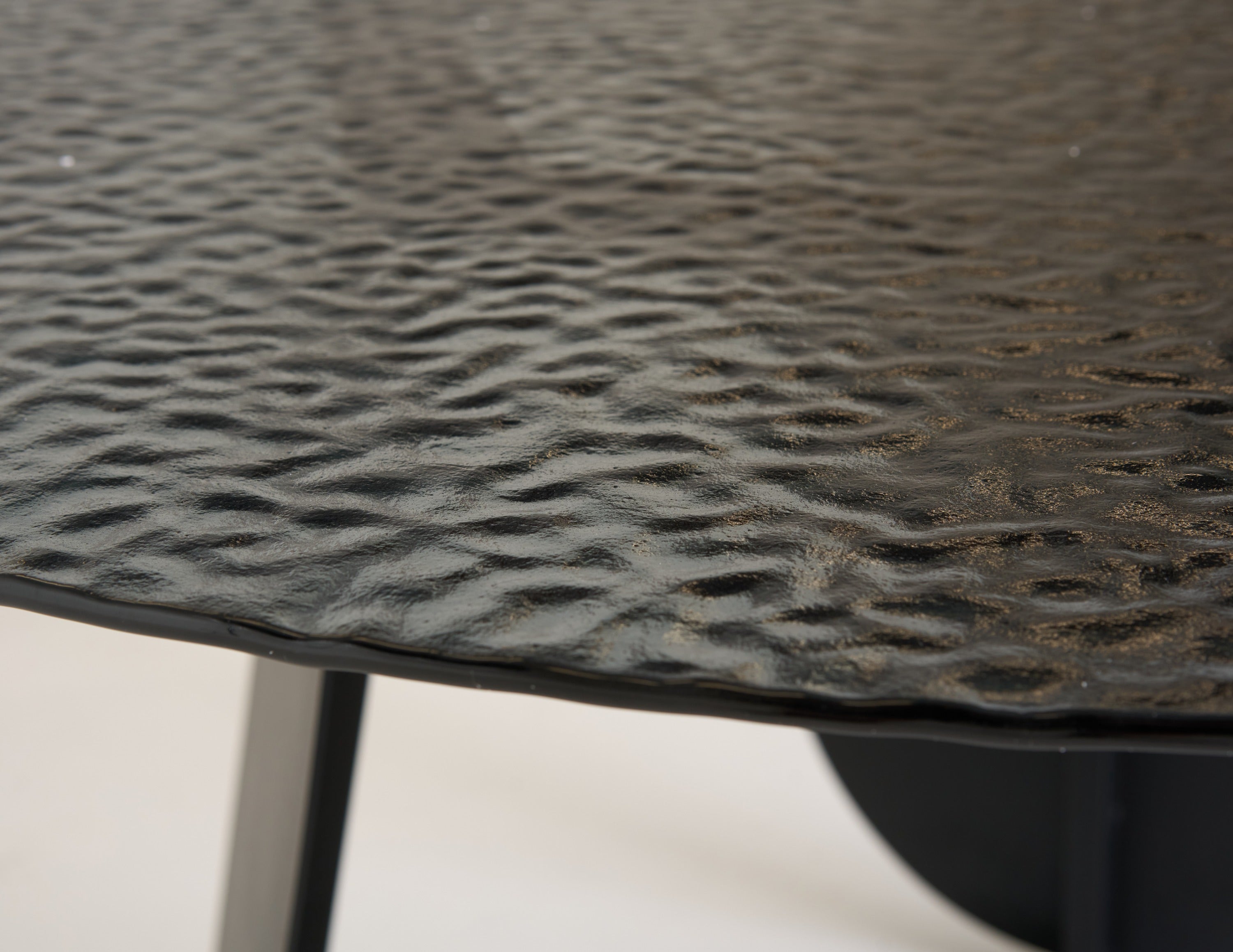 Maxine - Modern Hammered Grey Glass Round Dining Table