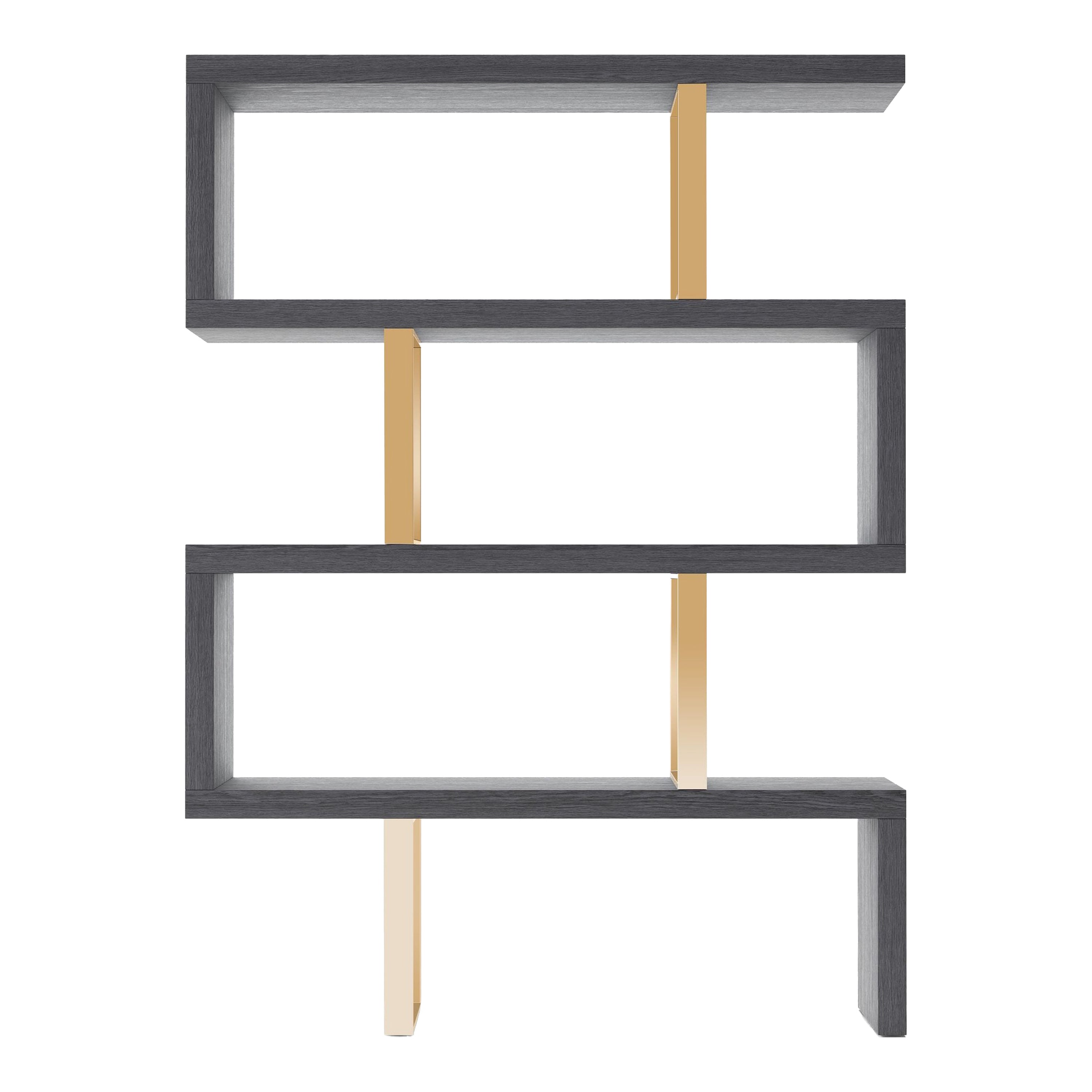 Maze - Elm Grey & Gold Bookcase