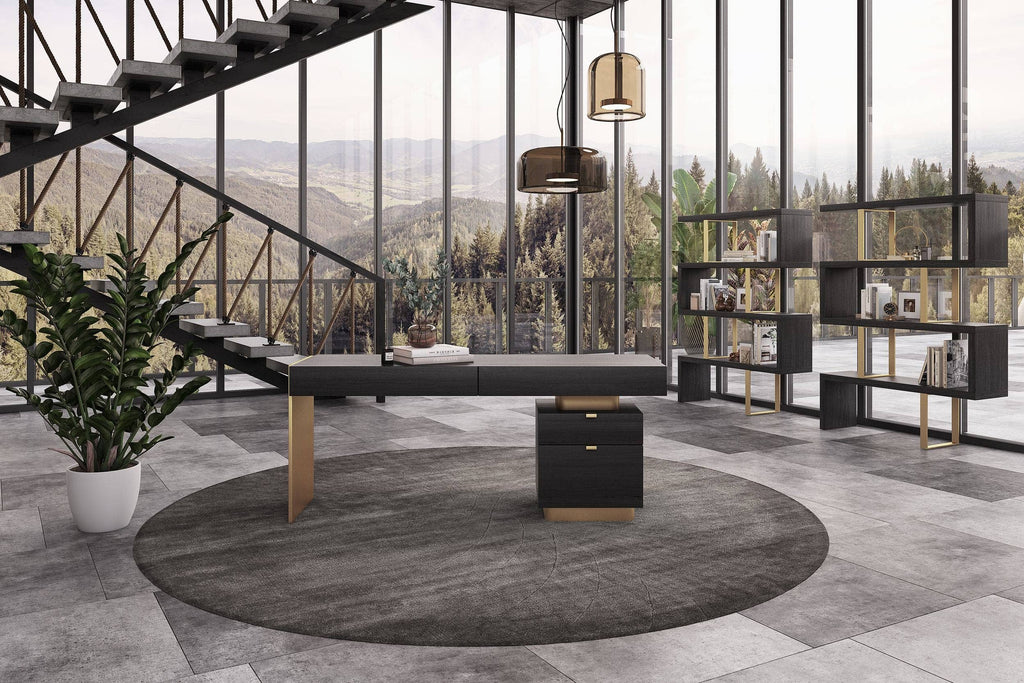 Maze - Elm Grey & Gold Bookcase