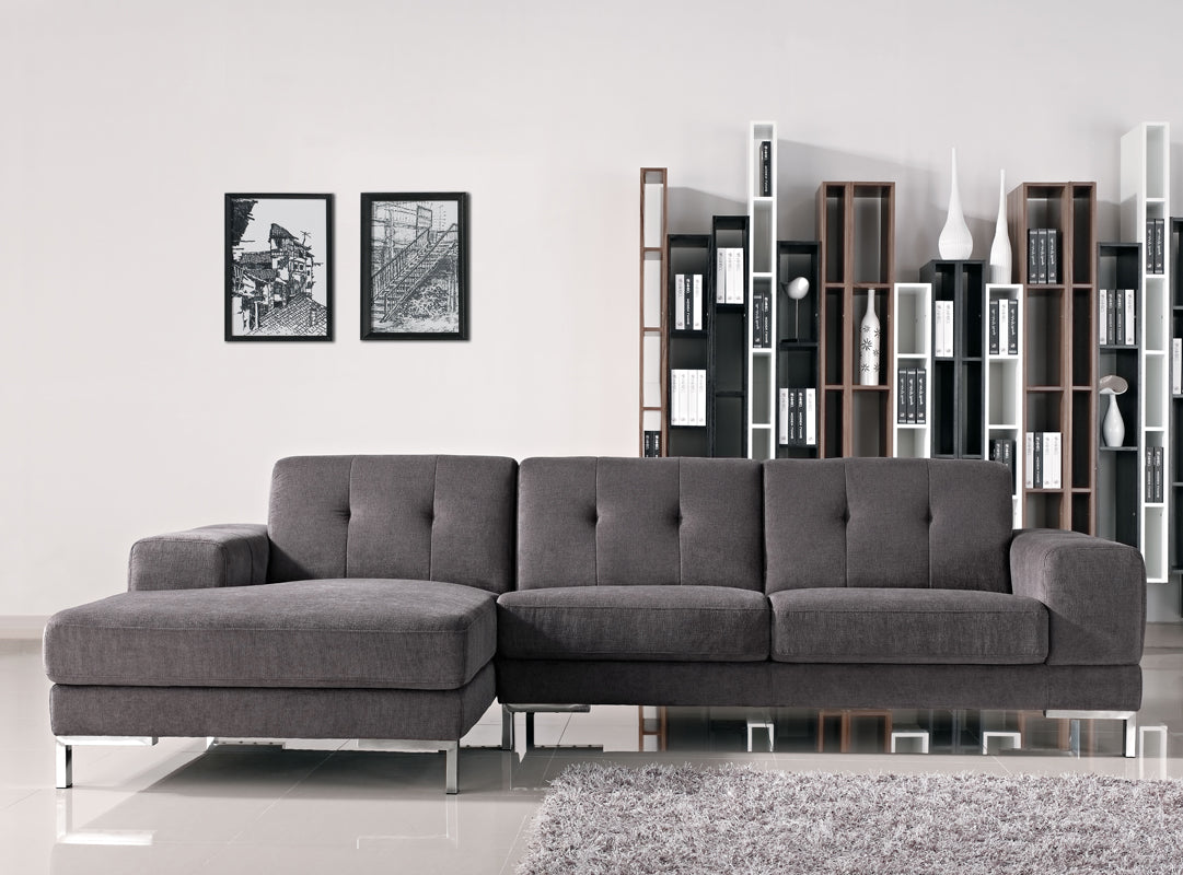 Divani Casa Forli - Modern Grey Fabric Left Facing Sectional Sofa – Additional View