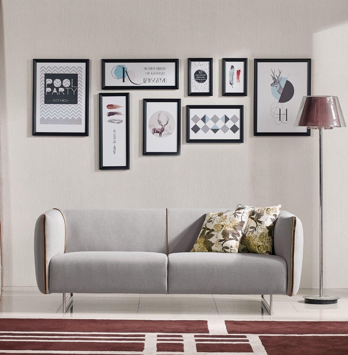 Grey Fabric Sofa in Living Room available in Los Angeles